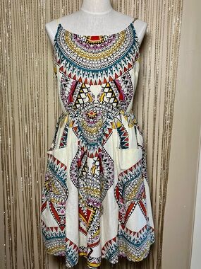 Signature by Robby Bee Multi Midi Dress with Colorful Geometric Print